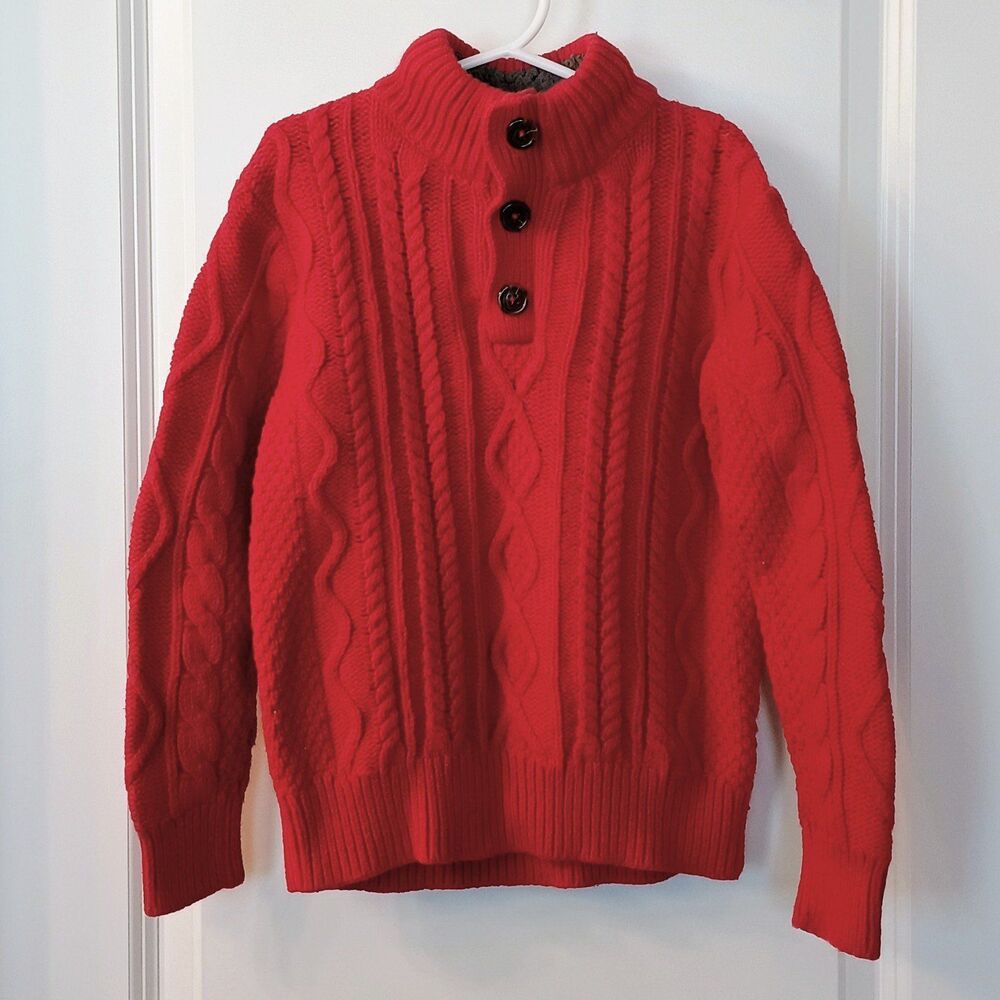 Gap Kids Cable Knit Mock Neck Sweater - Red - Size S - Sherpa Lined